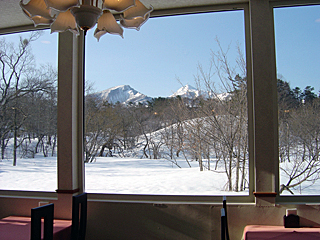 レストランから見る磐梯山